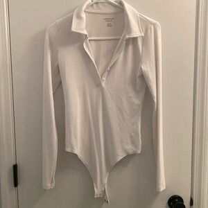 American Eagle Outfitters White Ribbed  Bodysuit